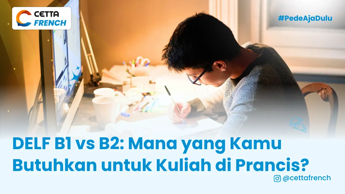 seorang pelajar sedang belajar dengan giat di rumahnya